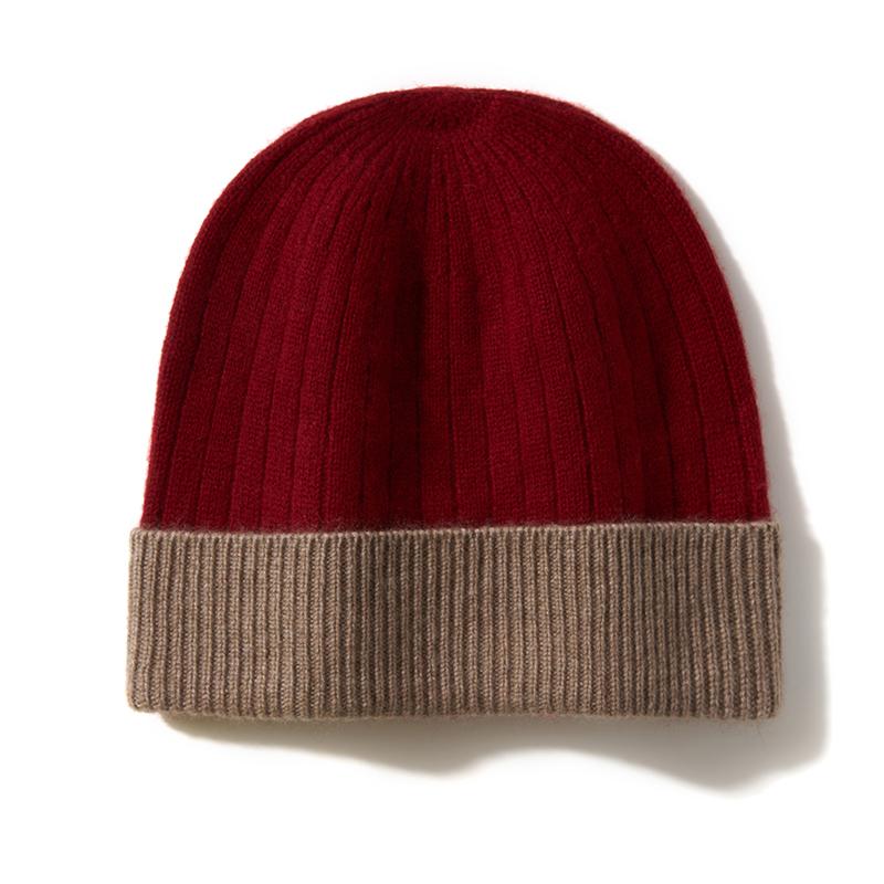 100% Pure Cashmere Knitted Hats for Autumn and Winter Women Fashionable Simple and Warm Hat Outdoor Windproof Hats Unisex