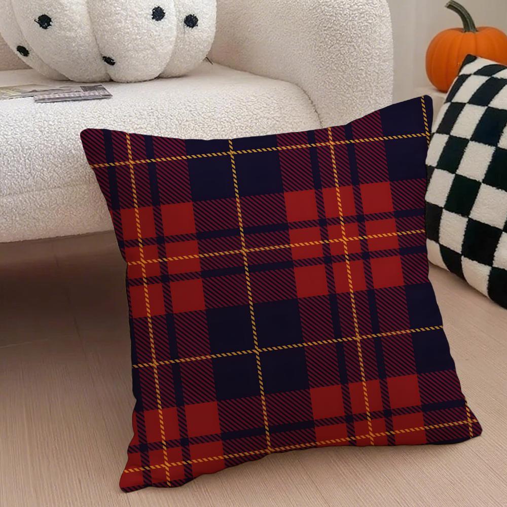 Klasyczny czerwony wzór w kratę Tartan Poszewka na poduszkę Pokrowiec na poduszkę do rzucania Ukryty guzik Trwały poliester Poduszka na krzesło