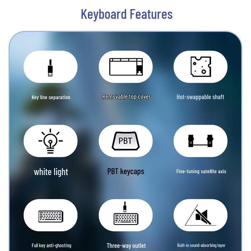 87-Key Cute Mechanical Keyboard, Wired Blue Switch, Personalized PBT for Gaming, Esports, Office, Creative Girls