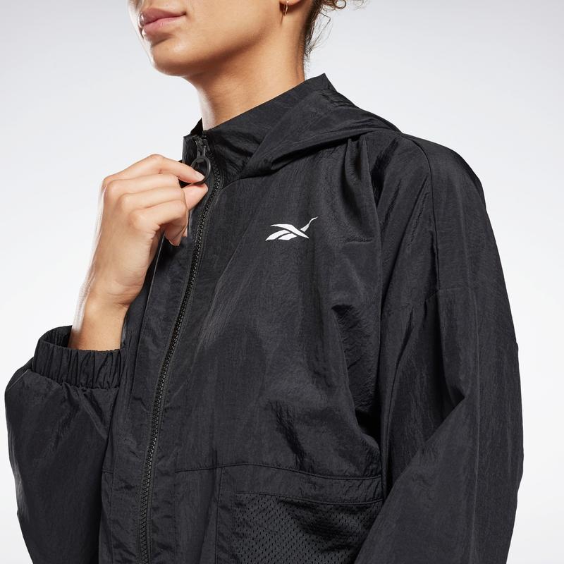 Reebok Breathable Sports Hooded Jacket Women jackets Black GI6964