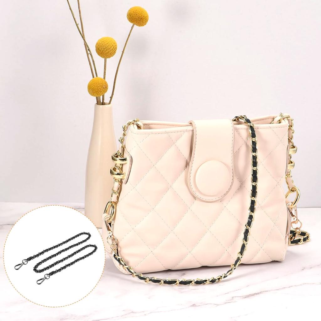 47in PU Leather Flat Chain Strap Handbag Chains Purse Straps Shoulder Cross Body Replacement Strap DIY Purse Making