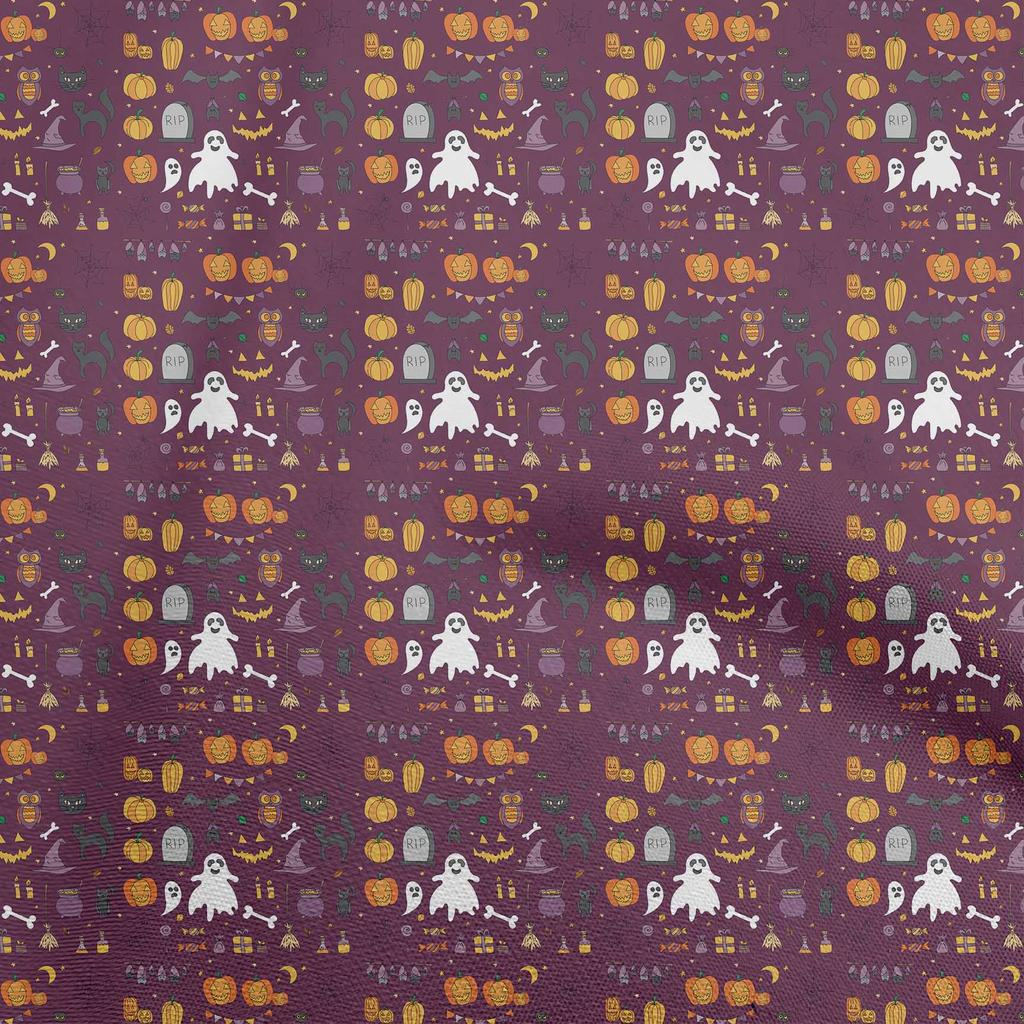 oneOone Cotton Flex Black Fabric Halloween Dress Material Fabric Print Fabric By The Yard 40 Inch