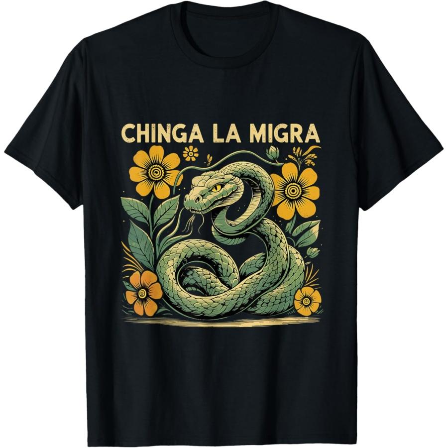 

Chinga La Migra Snake Floral Protest T-Shirt XXXXXL чорний