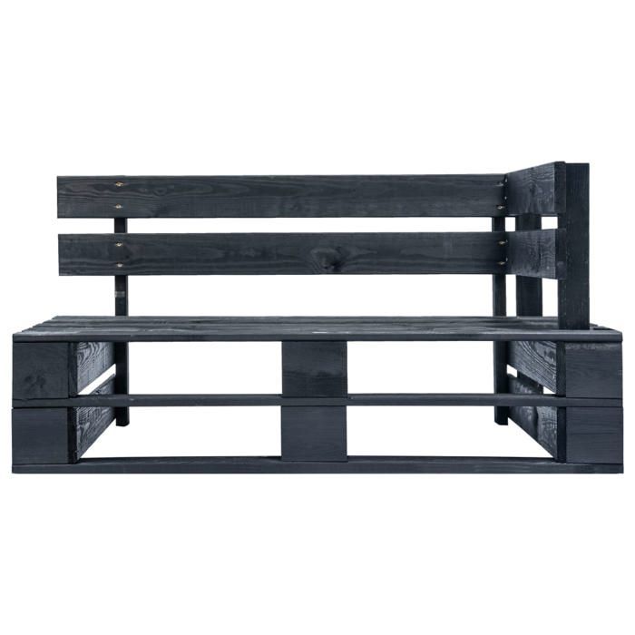 Banc d'angle - vidaXL - Palette de jardin - Bois massif - Noir - 110x65x55 cm