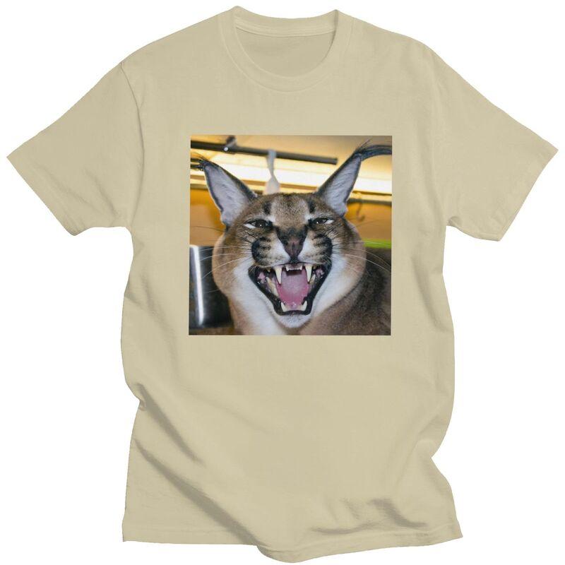 Custom Big Floppa Caracal Cat Funny Meme T Shirt Men ShortSleeve Tshirt Casual Tee Tops Pure Cotton Slim Fit Tshirts Merch