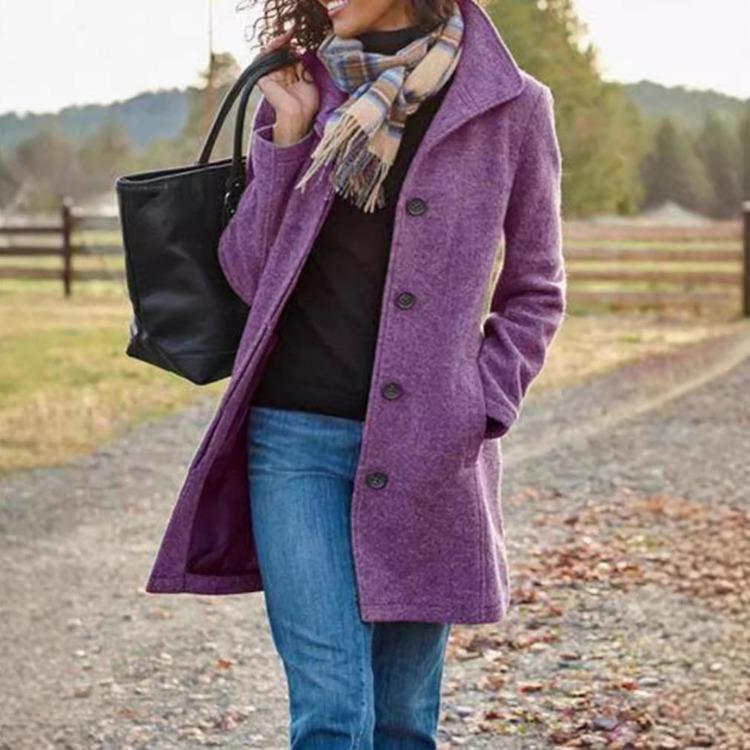 Cappotto Invernale Autunnale Spesso di Qualità Premium Sezione Lunga da Donna Capospalla in Tweed