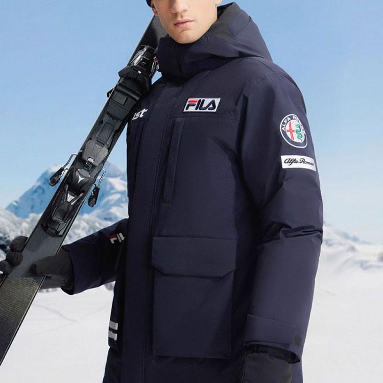 FILA Letter Zip-Up Hooded Down Jacket Men Outerwear Dark-Blue A11M346905F-NV
