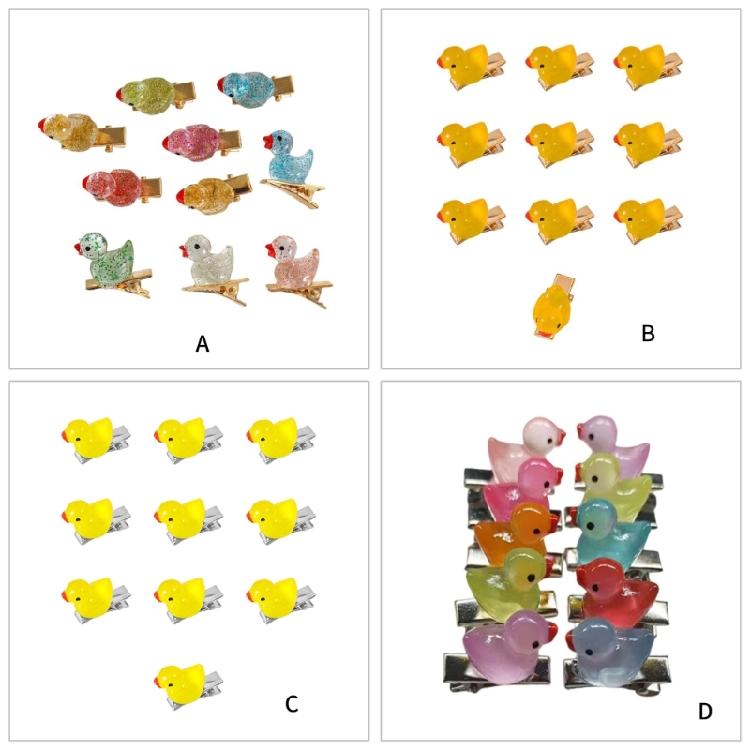 10PCS Duckling Hair Clip Colorful Hairpins Safe Resin Hairpin Cartoon Headwear Kids Girls Party School Hair Ornaments