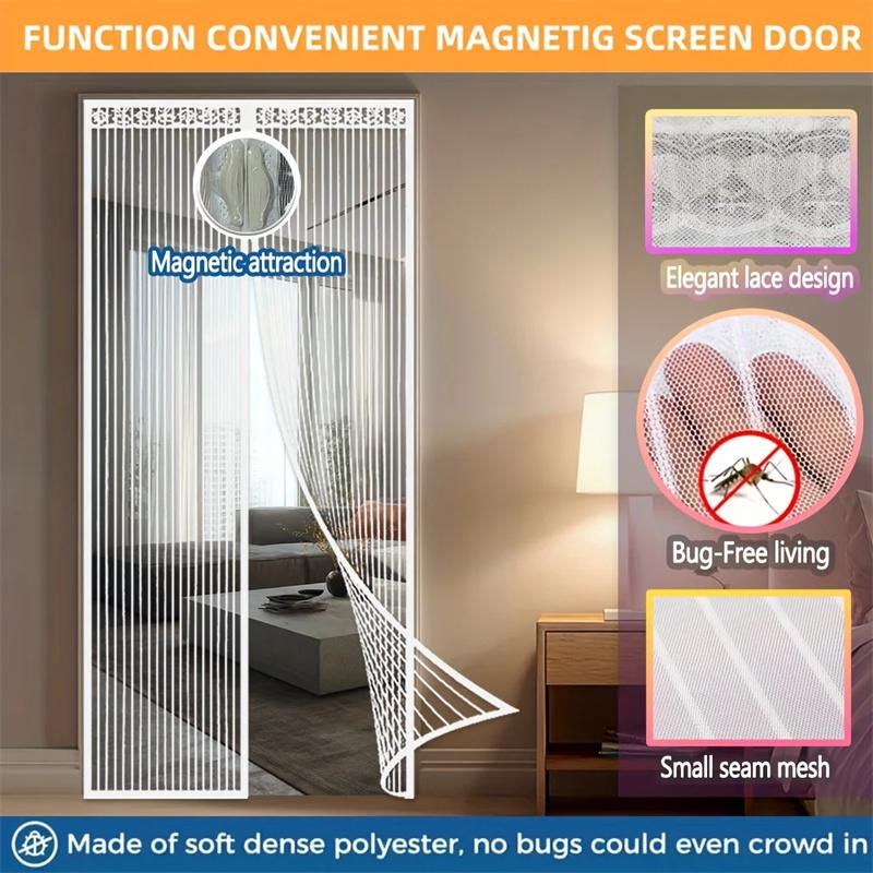 Magnetic Mosquito Door Curtain - Strong Magnet Design,Easy Install & Clean Breathable Polyester Mesh for Home Bedroom Kitchen