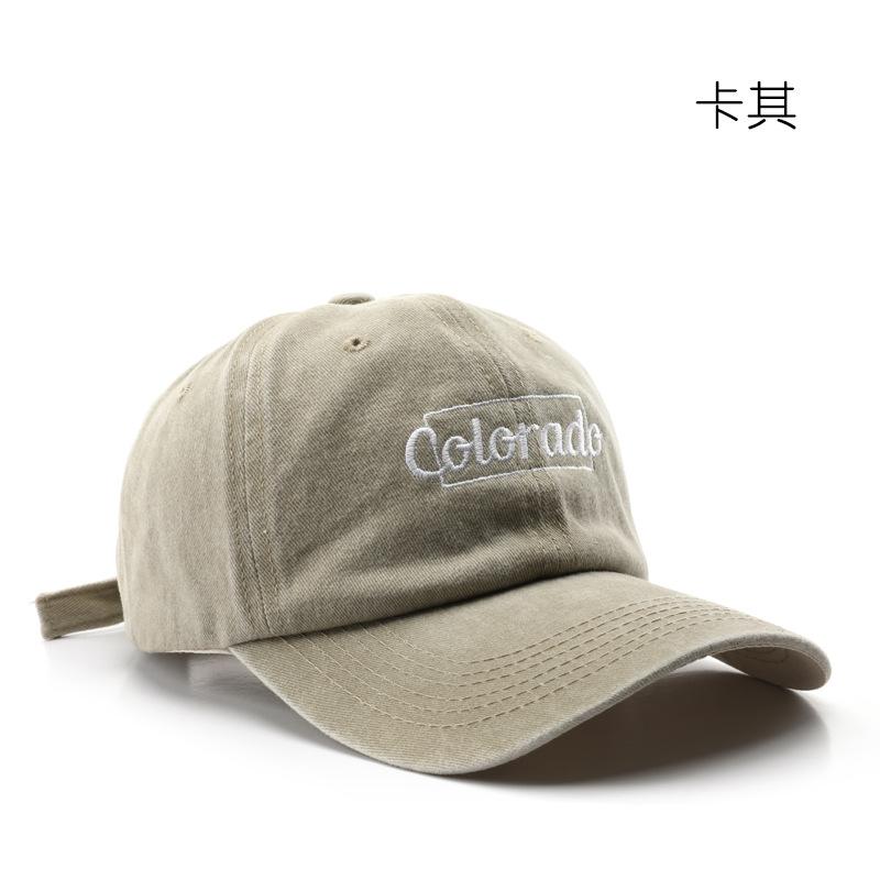 

Personalized washed letter embroidery cap outdoor travel sunscreen baseball cap хакі