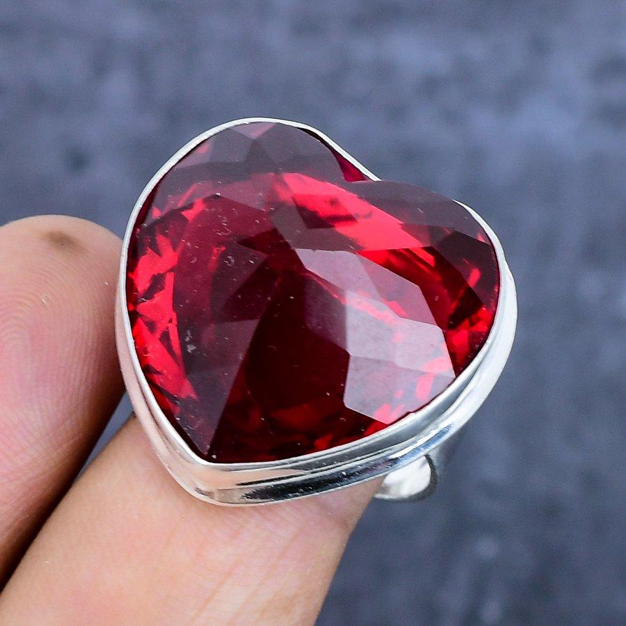 Granat Edelstein Handgefertigt 925 Sterlingsilber Schmuck Ring Größe 10 S1M66