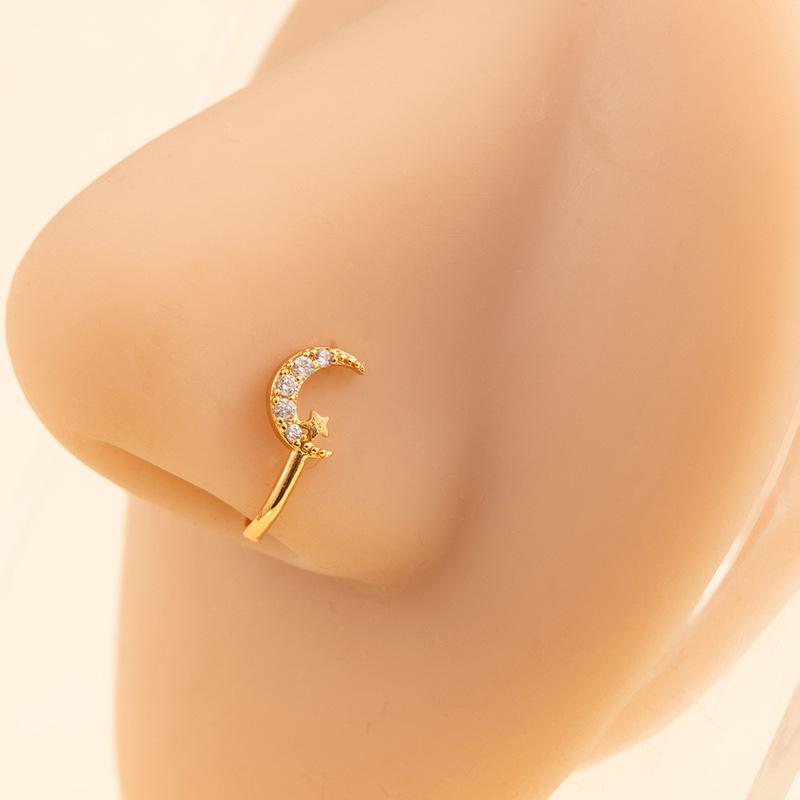 Windfreier Nasenpiercing-Ring, Einfacher Kupfer-Mikro-Eingelegter Zirkon Schmetterling Filigran U-förmiger Nasenclip, Trendiger Cooler Nasenschmuck