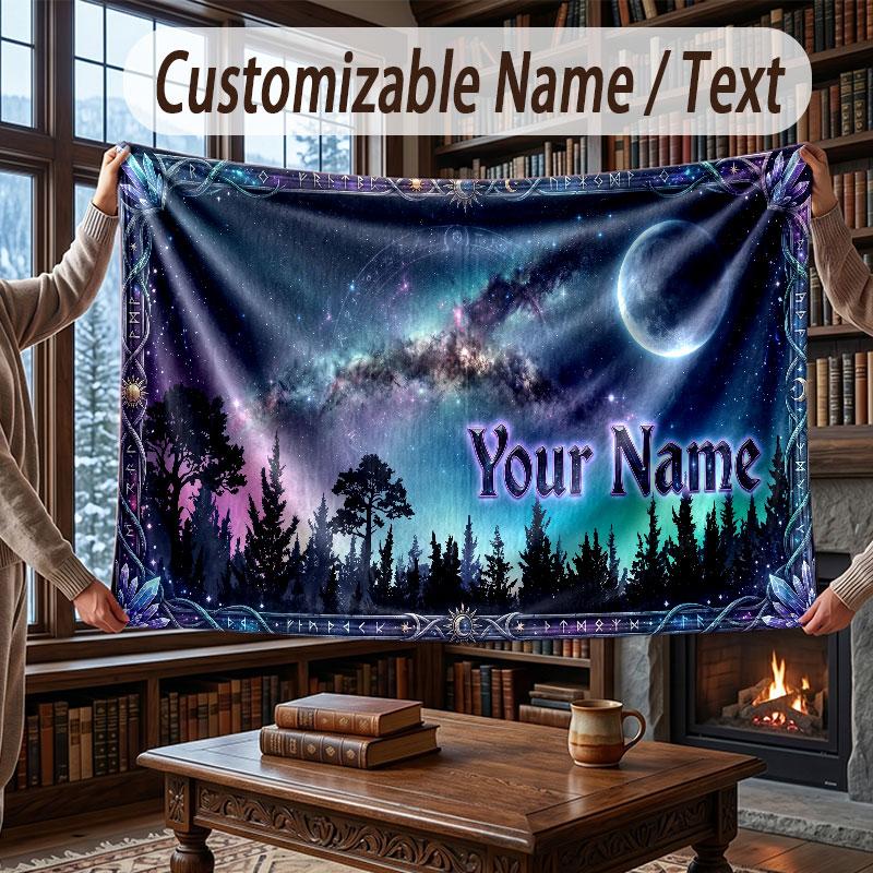 Weltraum Kosmisches Thema Decke Benutzerdefinierter Name Text Personalisierte Decke Weich Gemütlich Decke für Zuhause Sofa Bett