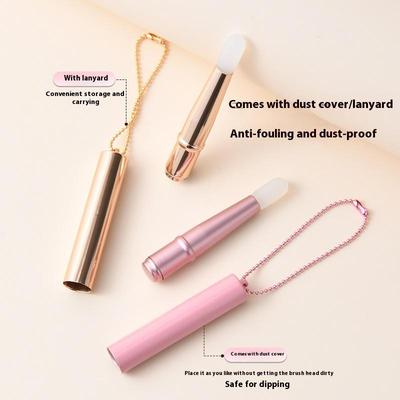 Mini Pincel de Labios de Silicona Pincel Corrector con Cadena de Cubierta Aplicador de Mascarilla Labial Pincel para Brillo de Labios Pincel para Lápiz Labial Herramienta de Belleza para Maquillaje