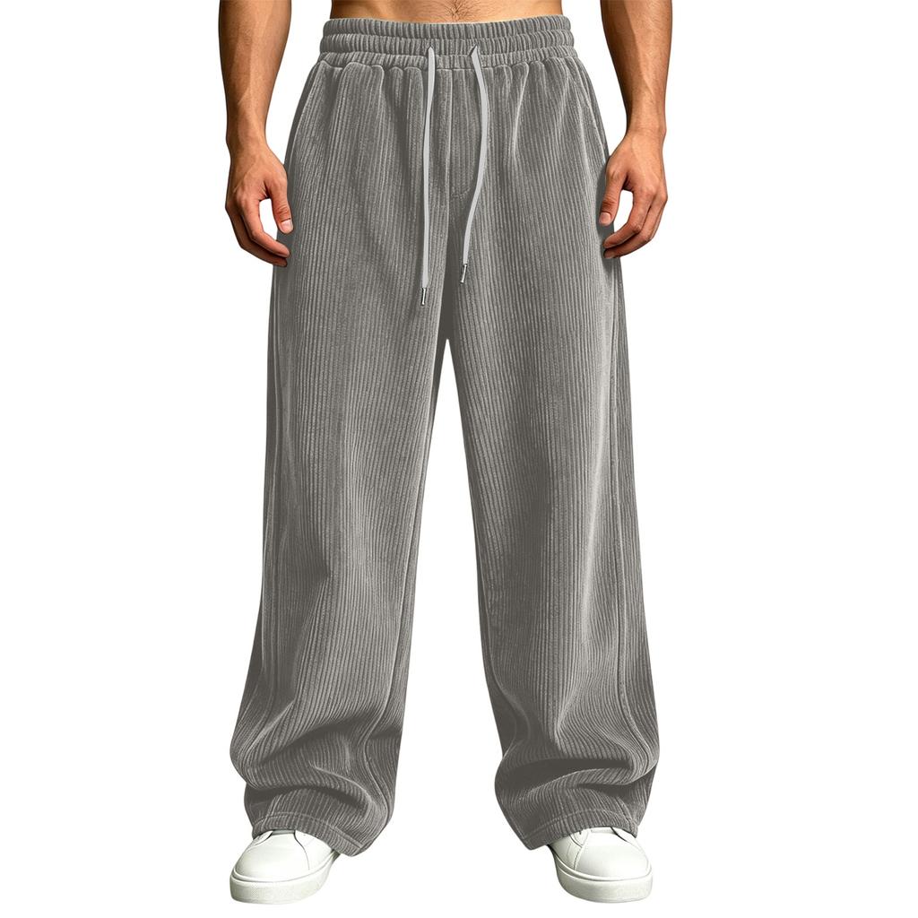 Men's Color -Lined Sweatpants High Waist Loose Fit Wide Leg Pants with Pockets