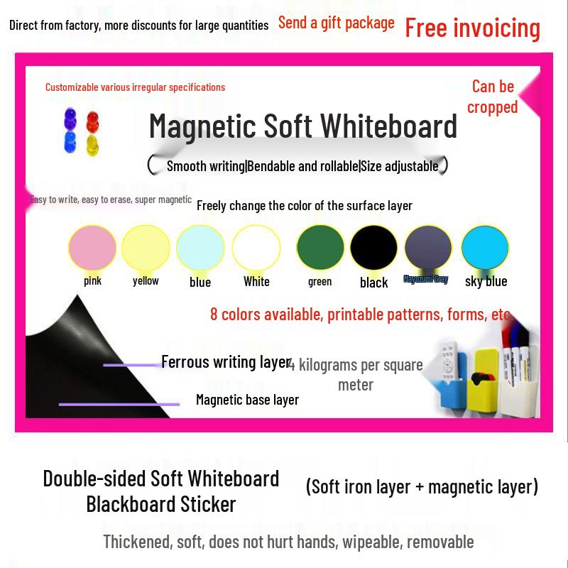 Magnetic Double-Layer Blackboard & Whiteboard Wall Stickers White 45*60CM No Gift