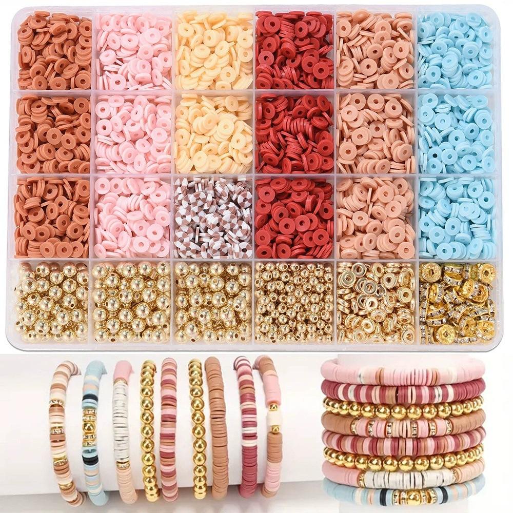 24 Grid Diy Soft Pottery Color Disc Set Decorative Bead Batch, Handmade Bracelet Jewelry Accessories