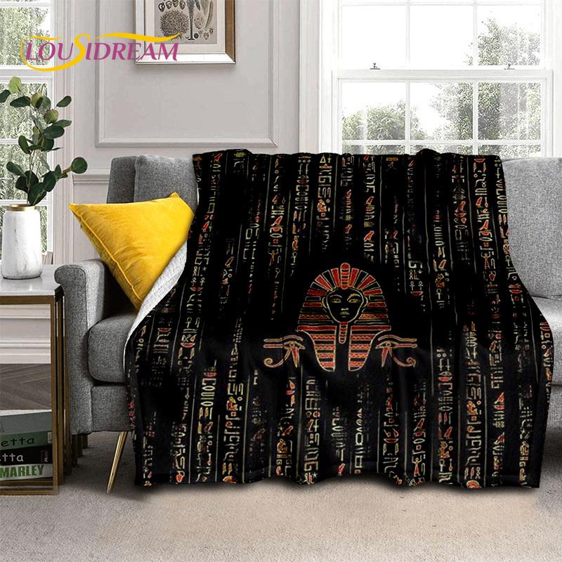 Decke mit ägyptischen Mythologie-Pharao-Hieroglyphen, weiche Überwurfdecke für Zuhause, Schlafzimmer, Bett, Sofa, Picknick, Reisen, Büro, Decke