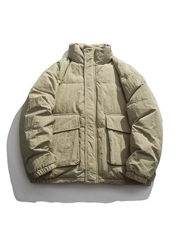 

Мужская зимняя куртка с хлопковой подкладкой: Рабочая одежда в японском стиле, Большие карманы, Воротник-стойка средней высоты, Утепленная для тепла XXL зелёный