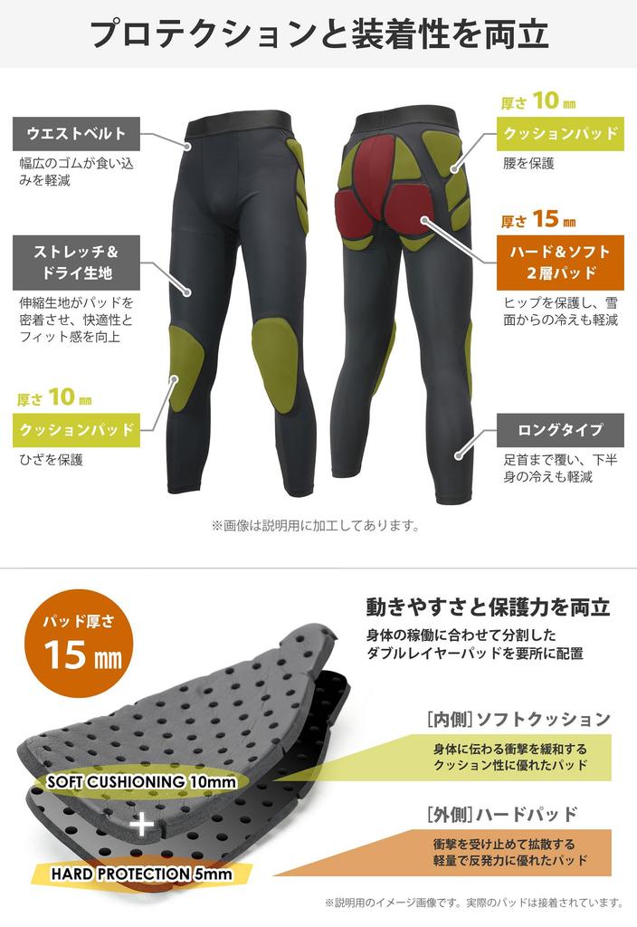 VAXPOT Hip Protector Snowboard Hip Pad Construction for Increased BLK M Size (Backspot) [Dual-Layer Protection] VA-3010 (Men's M)