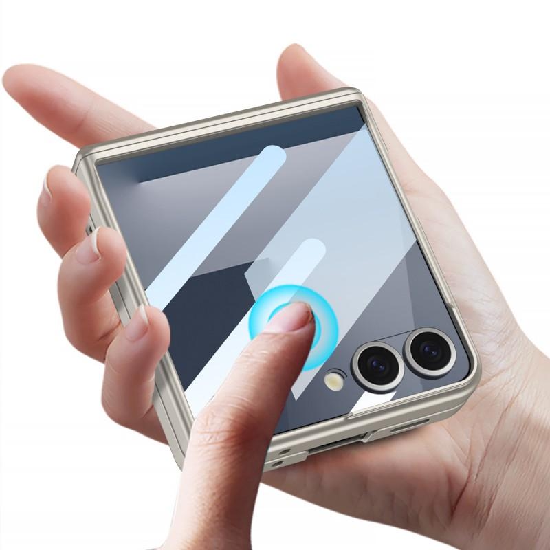 Magnetic Hinge Case With Screen Protector Galaxy Z Flip 8 7 Slim PC Cover MagSafe-Compatible Ring