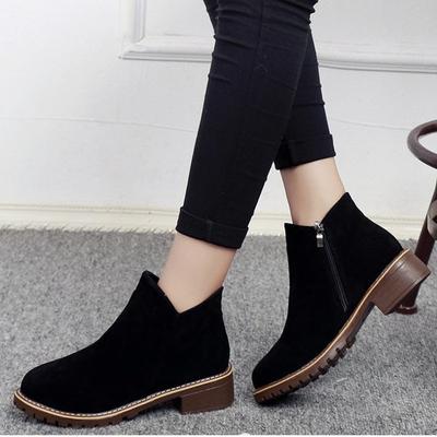 Autumn and Winter Footwear Comfortable Women's Shoes and Boots with Low Square Heels and Large Size Short Tube