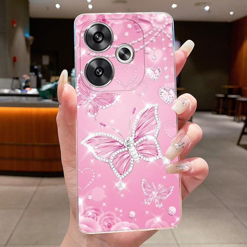 For Xiaomi Poco F6 5G Case Clear Luxury Fashion Butterfly Flower Soft Silicone TPU Casing For Redmi Turbo 3 PocoF6 5G Phone Case