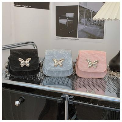 Small Square Bag Butterfly Chain Shoulder Crossbody Bag Mini Lipstick Bag Simple Trendy Saddle Bag Female Exquisite Purse