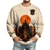 Men's Halloween Printed Long Sleeve Sweatshirt Round Neck Casual Pullover
