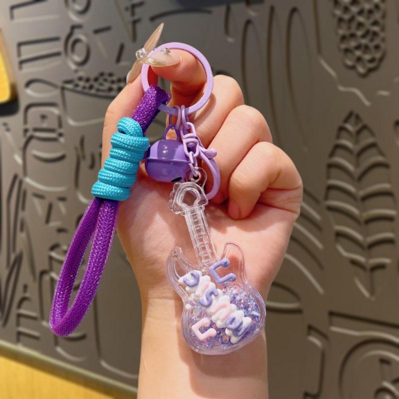 

Creative Luminous Guitar, Sand Bottle, Keychain, Cartoon Key Chain, Pendant, Small Gifts and Accessories фиолетовый