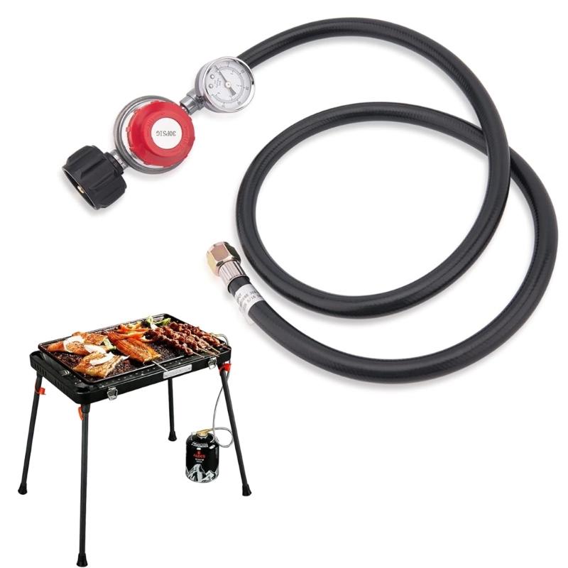 High Pressure Propane Adjustable Regulator with Hose for Cylinder Conversion Pressure Gas BBQ Grill Tanks Cooker Heaters