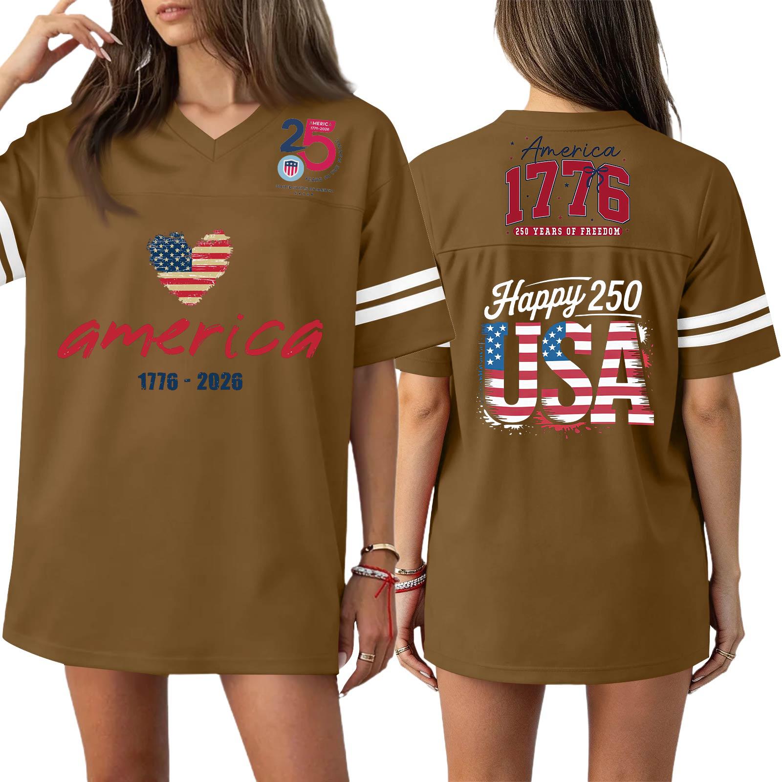 

Женская повседневная модная спортивная футболка с V-образным вырезом, принтом ко Дню независимости, коротким рукавом, топ XXL