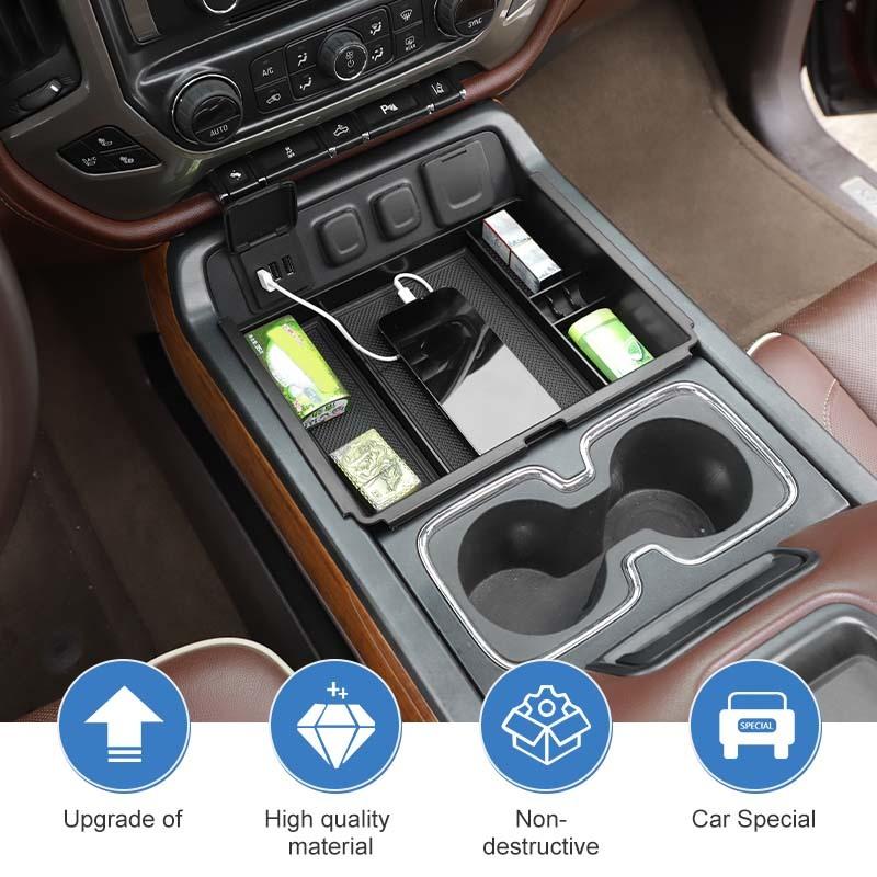 Front Center Console Cup Holder Storage Box Organizer Container For Chevy Silverado /GMC/SIERRA 2014-2018 Stowing Tidying Accessories