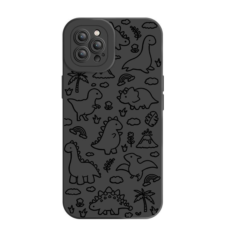 ins wind sketch small dinosaur mobile phone case apple 17pro matte skin-friendly feel iPhone16pm anti-drop soft case