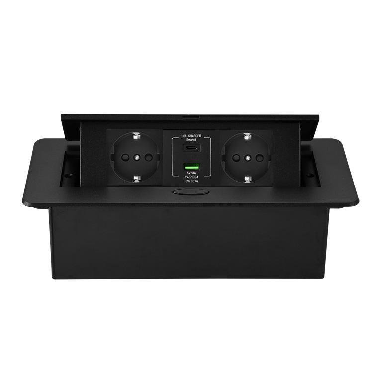 UK Standard 13A/220V Power Socket with Fast Charging USB Type-C for Desktop Counters