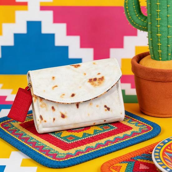 Fun Burrito Wallet Faux Leather Coin Purse Travel Card Holder Novelty Food Shape Wallet Portable Card Organizer Gift for Tortilla Lovers