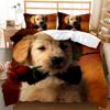 Set Copripiumino per Cani Set Biancheria da Letto Bulldog Francesi per Bambini Adolescenti Misura Singola Nero Musica Cucciolo Animale Domestico Cane Animale Poliestere Copripiumino