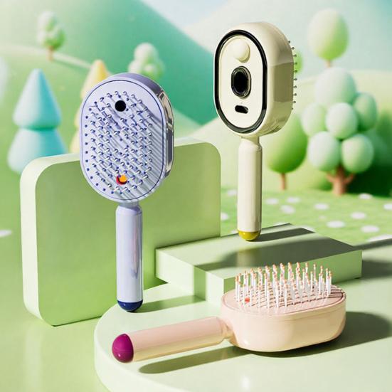 Electric Steam Hair Brush with Water Spray Reduce Frizz Anti-Static Misting Hairbrush Portable Travel Cordless Fluffy Hair Detangling Brush