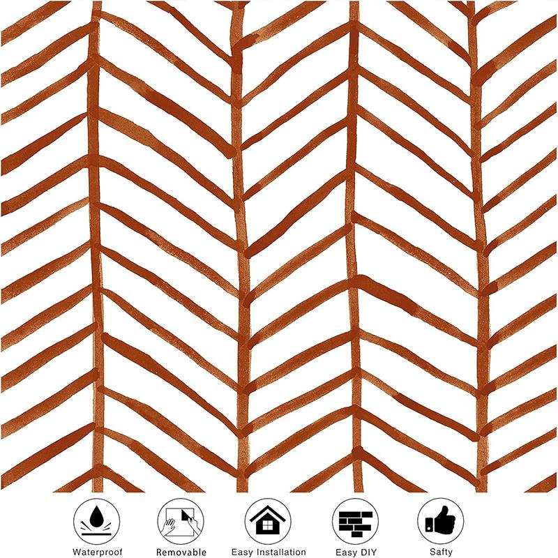 Boho Peel and Stick Wallpaper Stripe Herringbone Black White Vinyl Self Adhesive Room Decor Contact Paper 45cm wide