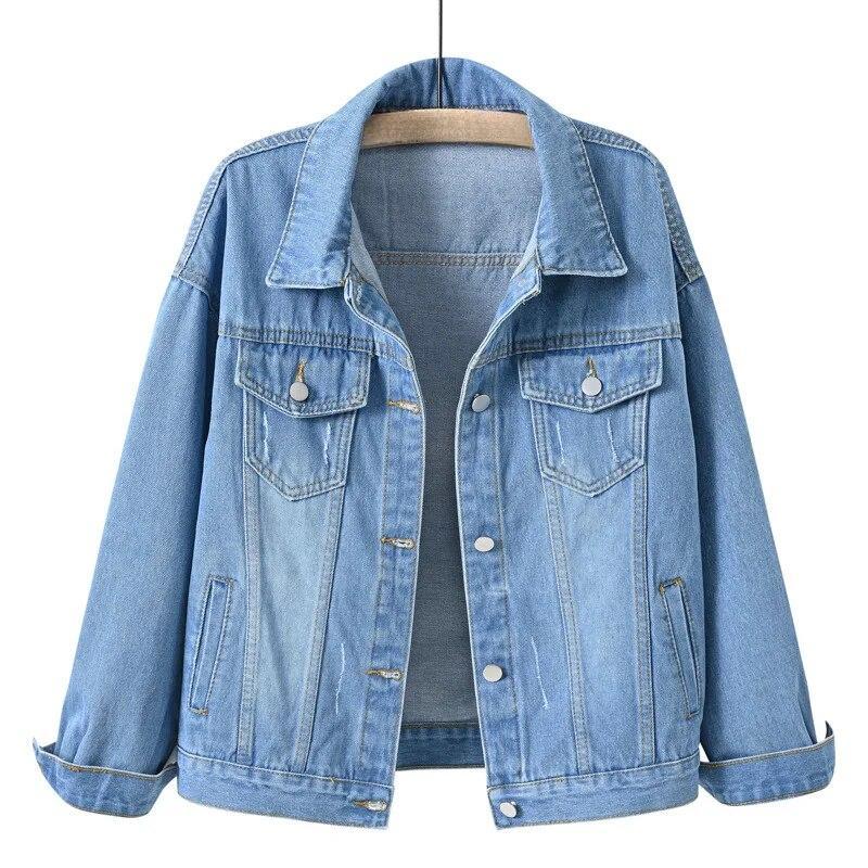 Female Tops Short Coat Spring Autumn Denim Jacket Women Casual  Female Color Jean Jackets Loose Outerwear Woman Tops