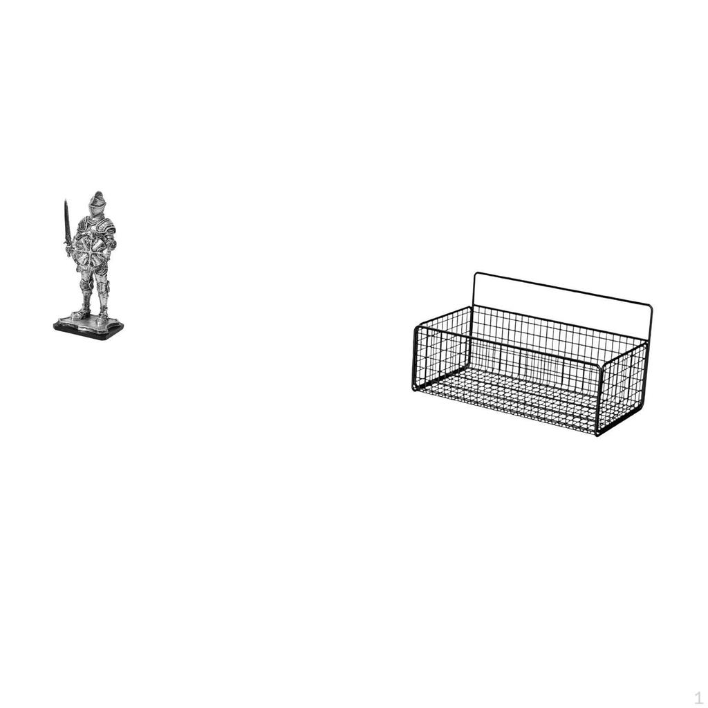 Vintage Knight Sculpture Ornament And Metal Wall Organizer Basket for Entryway Bookshelf Office Desk