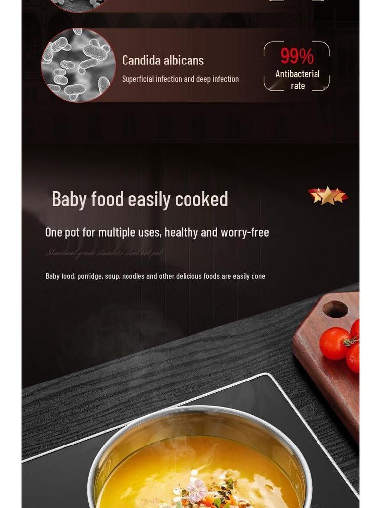 316 Stainless Steel Non-Stick Baby Food Pot with Steamer – Extra Thick All-in-One Cooking & Noodle Pot