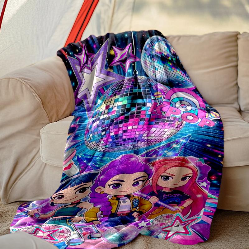 1pc Kpop Demon Hunters Blanket, Cozy Valentine's Day Blanket, Multi-functional Nap Blanket Available Throughout the Four Seasons