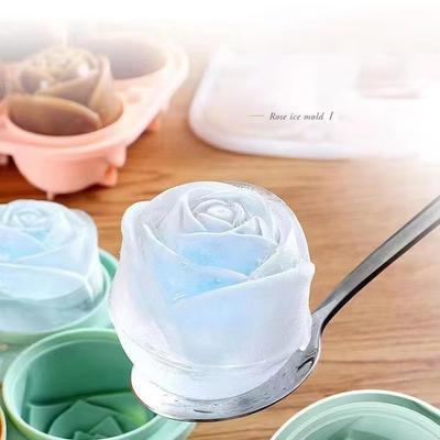Elegant Rose Shaped Ice Cube Mold Reusable Silicone IceTray Flower Ice Ball Mold Food Grade for Effortless Dessert Summer Drinks