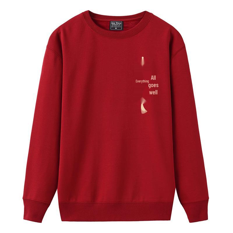 2026 Year of the Horse Red Hoodie - Unisex Plus Velvet Outerwear for New Year and Company Events 3XL