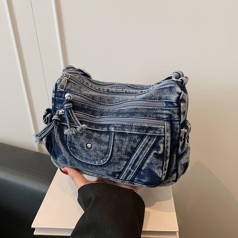 Crossbody Bag Women's Vintage Denim Bag Large Capacity Lightweight Shoulder Bag
