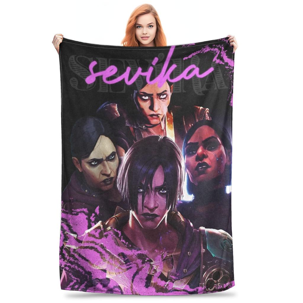 Sevika Arcane Movie Jinx Blankets Flannel Spring Autumn Breathable Super Soft Throw Blankets for Home Couch Bedding Throws