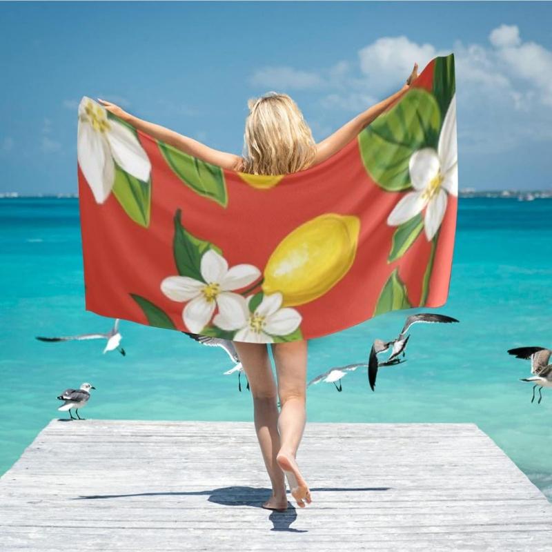 

Lemon Tree Blossom and Fruit Beach Towel Oversized Bath Towels Light Weight,Soft and Highly Absorbent Quick Dry Swim Pool Towels W40*H60(CM)
