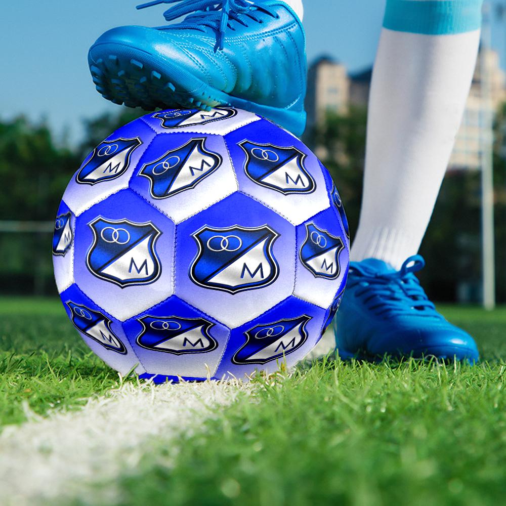Blue Shield Emblem Millo-narios Size 5 Soccer Balls, Anti-Slip, Protective Football, Outdoor Sport, a Unique Gift Suitable for Him/her, Birthdays