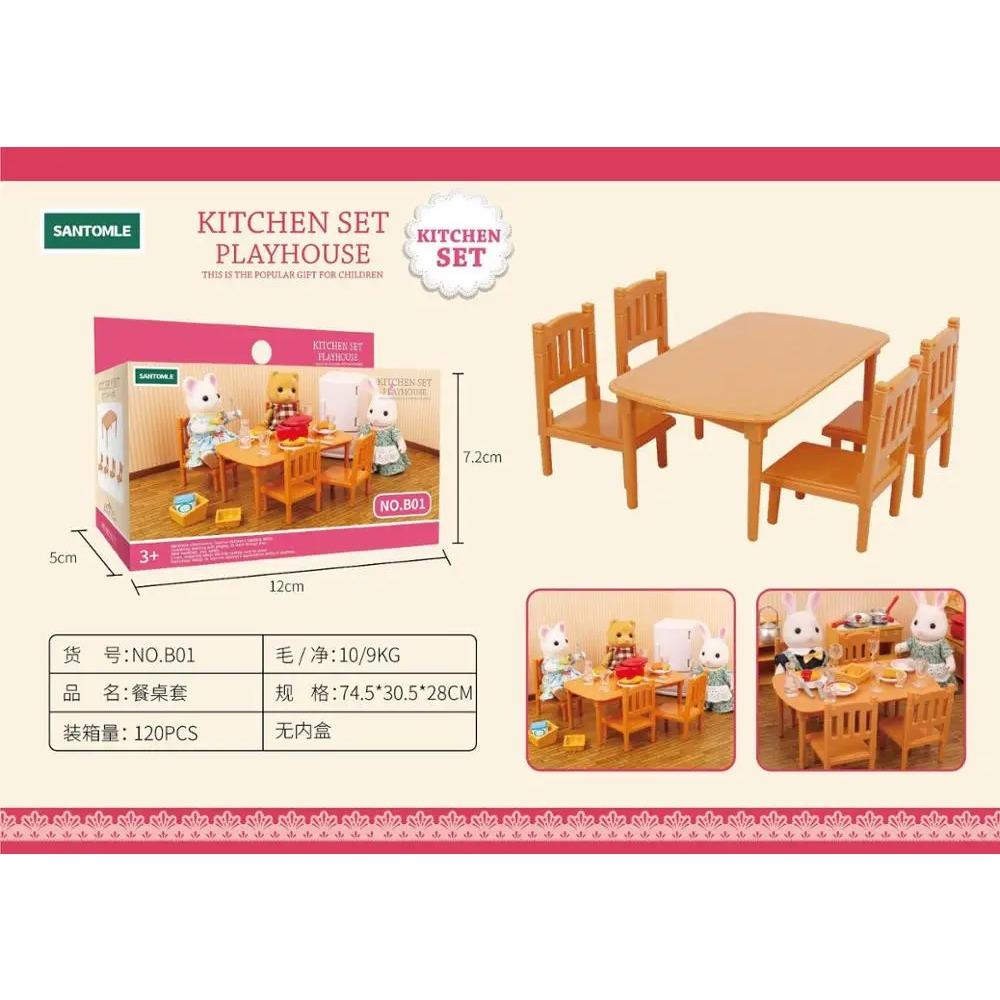 

Forest Home Animal Family Mini Rabbit Villa Living Room Kitchen Bedroom Garden Micro Furniture Collection Girl Pretend Play Toy Miniature